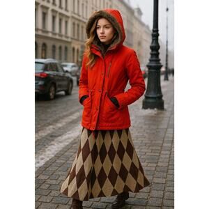 ANTHROPOLOGIE DAUGHTERS OF THE LIBERATION Pintuck Faux Fur Hooded Parka Size L